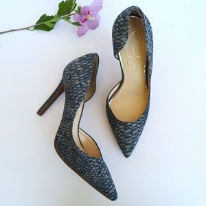 Jessica Simpson denim pointed toe pumps